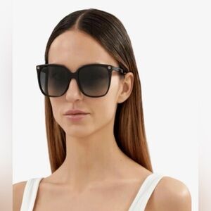 Gucci GG0022S Women's Square Sunglasses black frame and gradient gray lenses